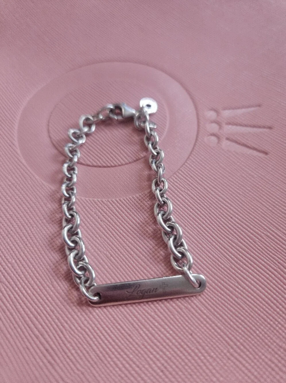 Pandora Sterling Silver Bar Chain Bracelet - 'Helen' Engraving Lenght 6.3